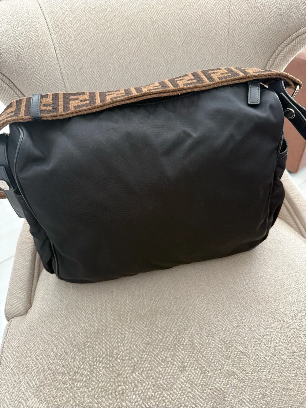 Fendi Black Leather and Nylon Changing Bag